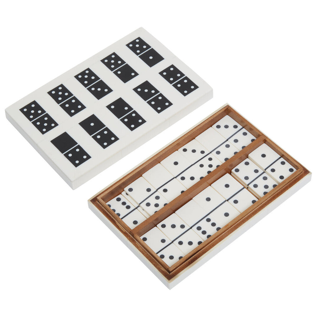 Orsina Churchill Games Black and White Resin Domino Storage Box Set