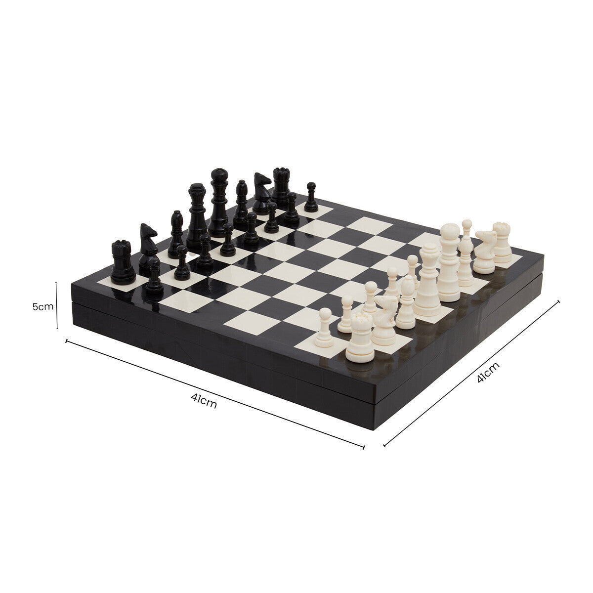 Orsina Black and White Chess Set – Modern Resin and Wood Board Game