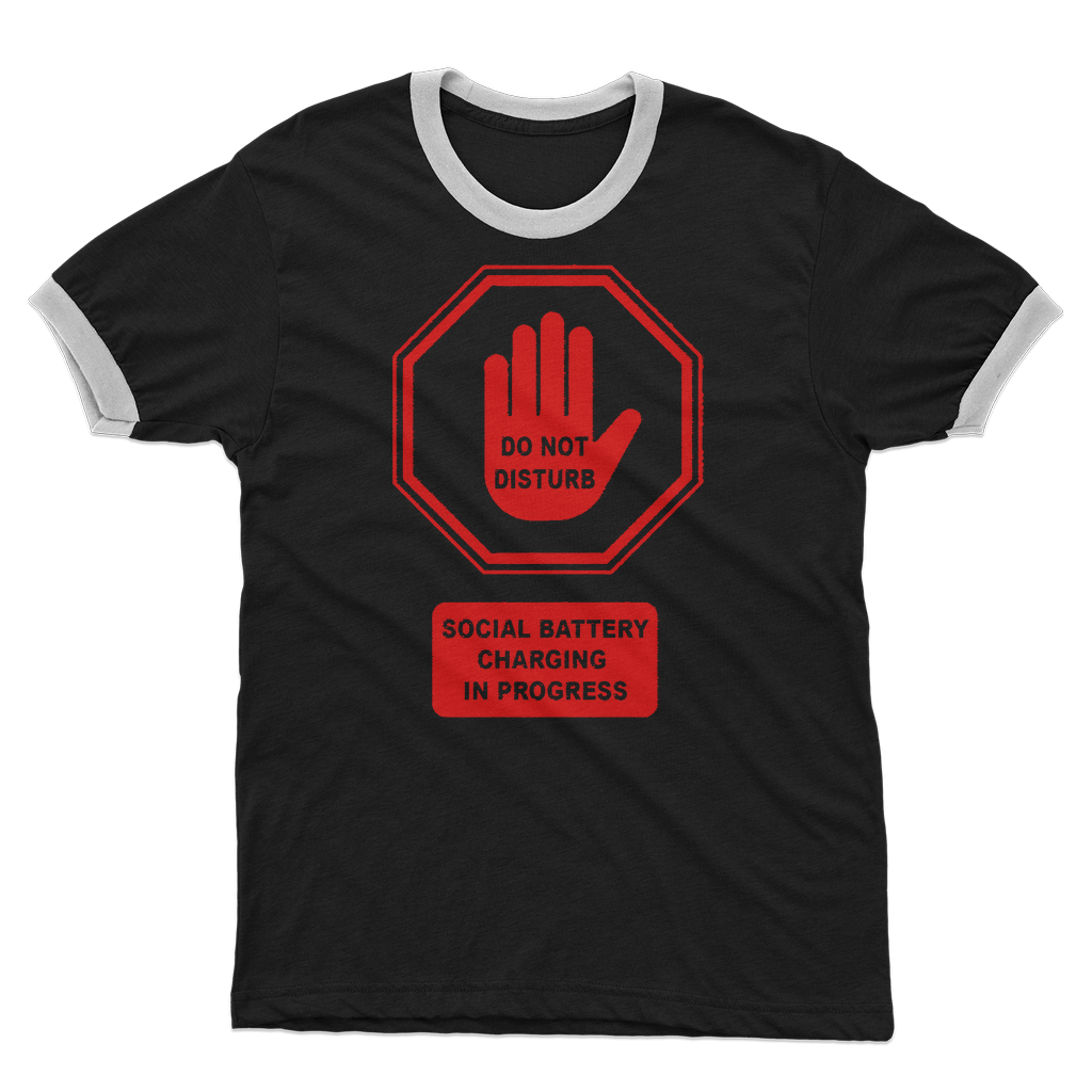 Gothic Attitude Do Not Disturb Red Print Cotton Ringer T-Shirt