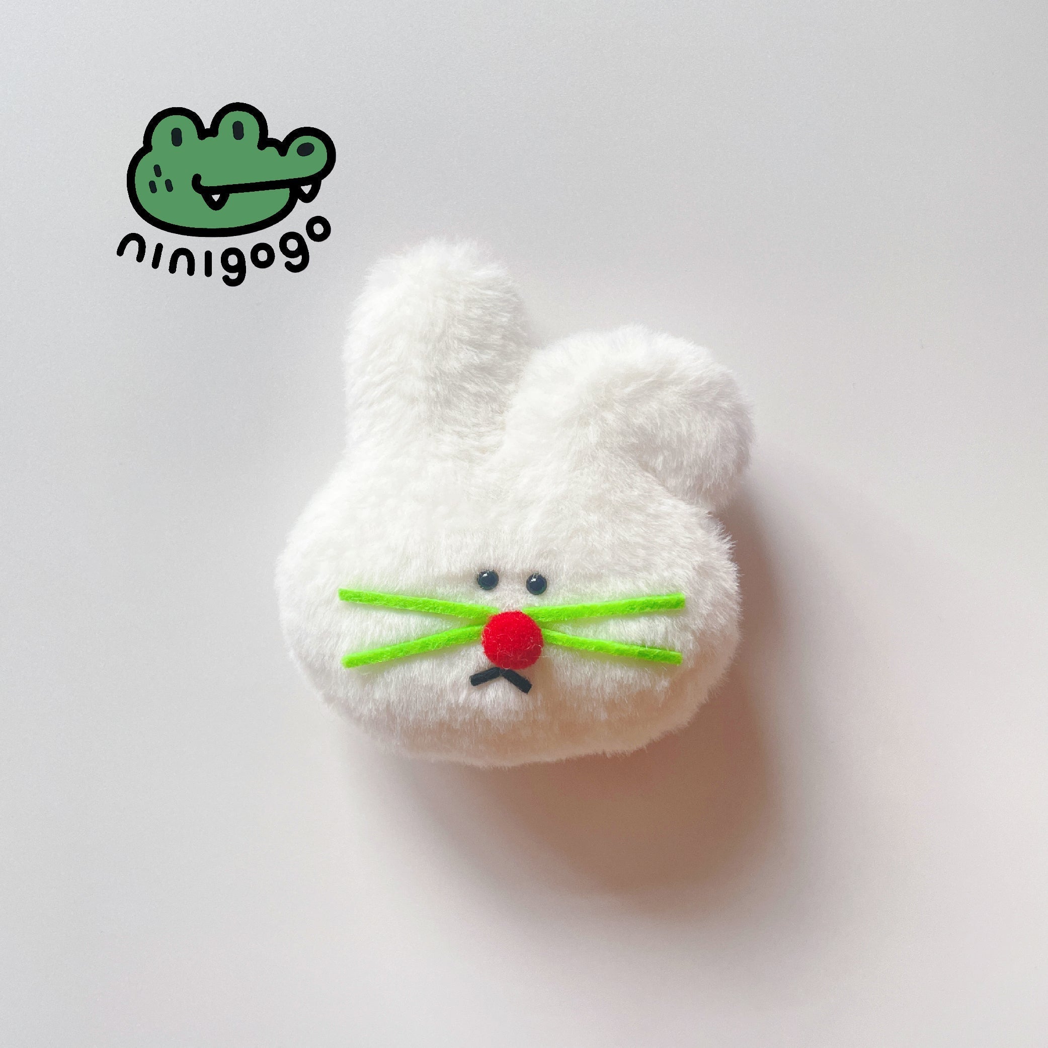 LuLuFun Studio White Fold-ear Bunny Plush Charm - Handmade Polar Fleece