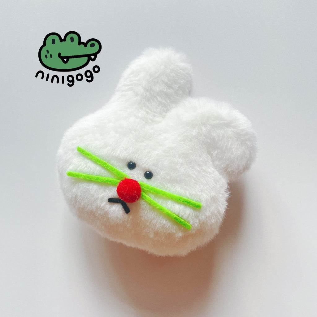 LuLuFun Studio White Fold-ear Bunny Plush Charm - Handmade Polar Fleece