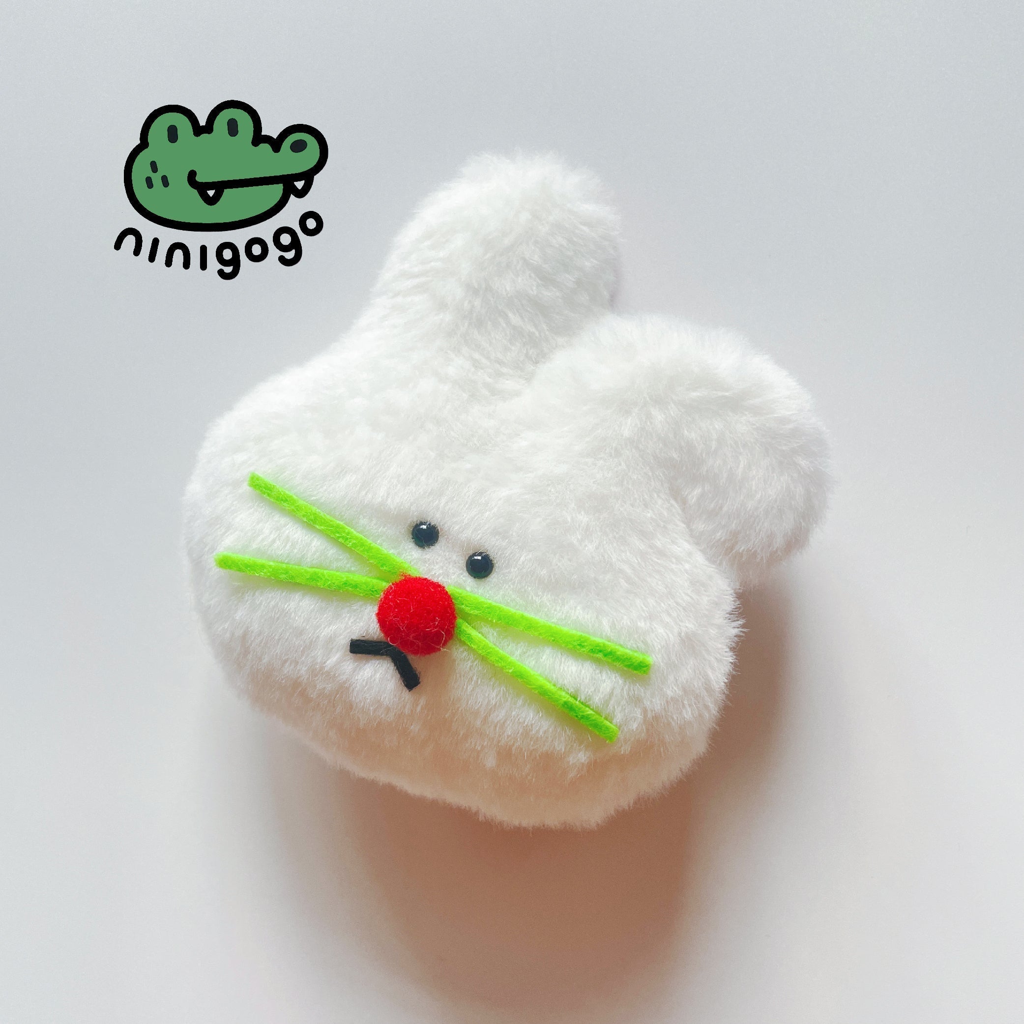 LuLuFun Studio White Fold-ear Bunny Plush Charm - Handmade Polar Fleece