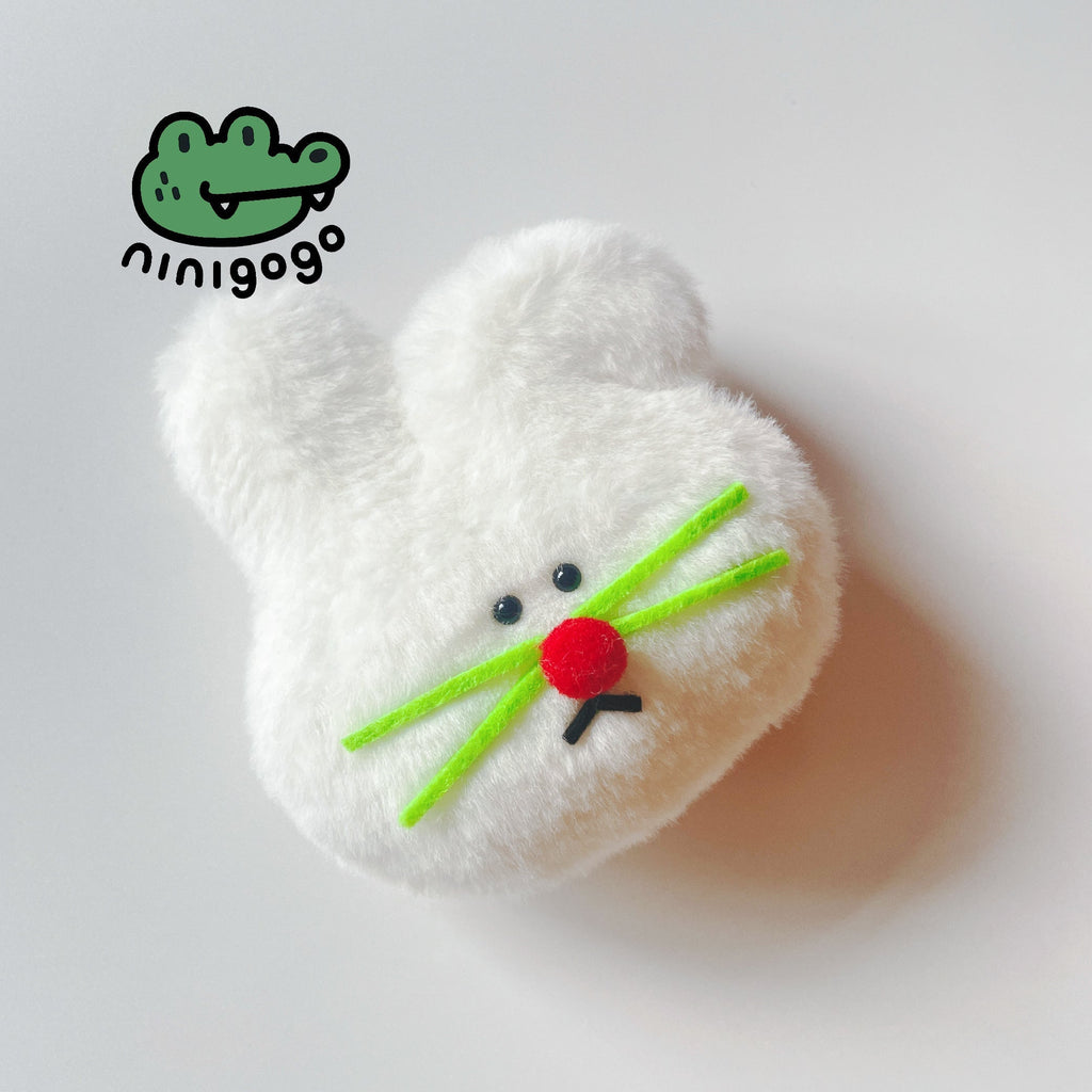 LuLuFun Studio White Fold-ear Bunny Plush Charm - Handmade Polar Fleece