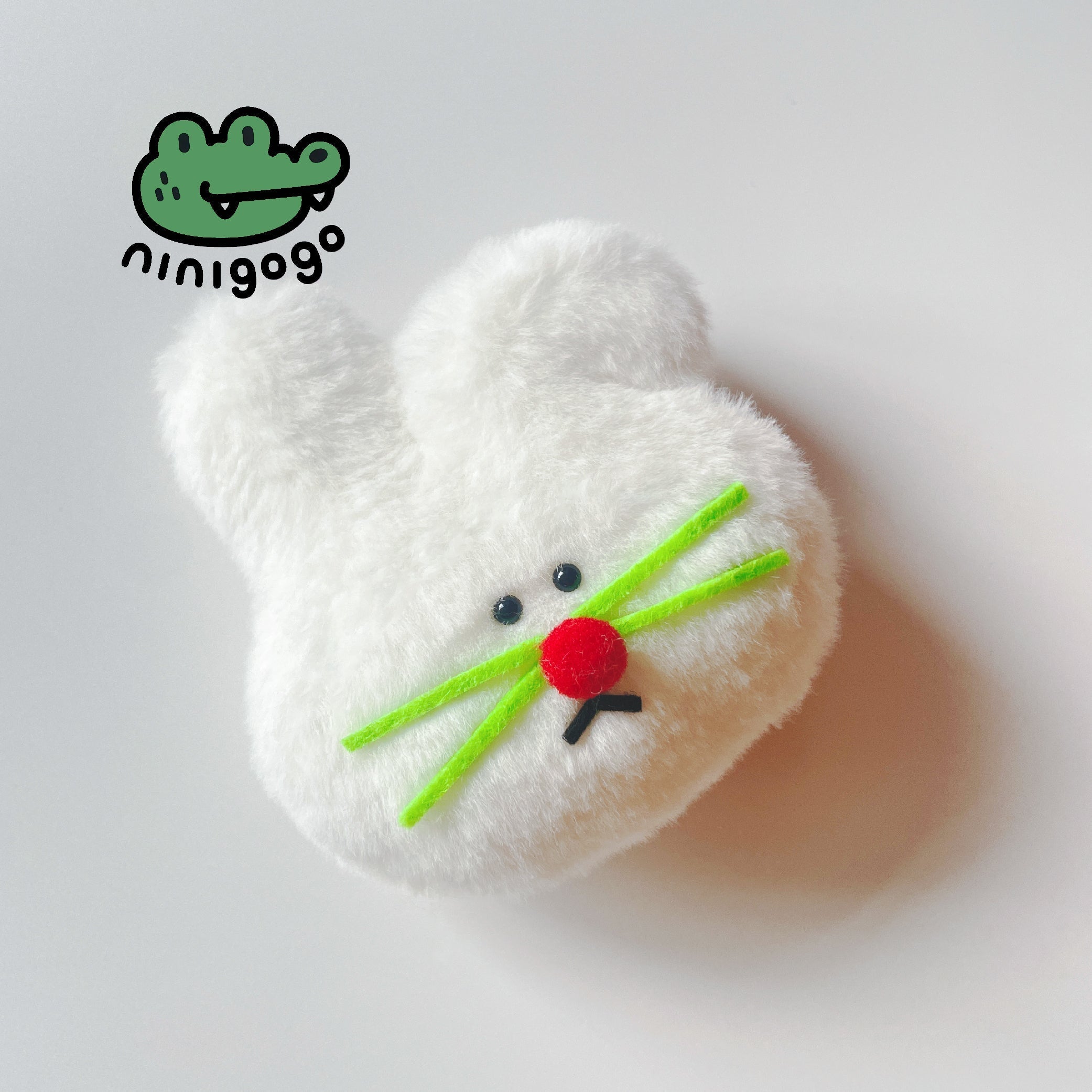 LuLuFun Studio White Fold-ear Bunny Plush Charm - Handmade Polar Fleece