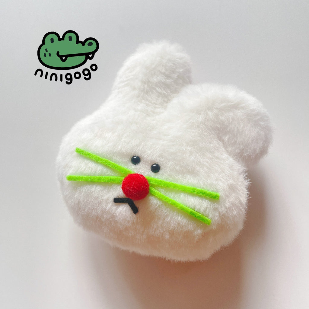 LuLuFun Studio White Fold-ear Bunny Plush Charm - Handmade Polar Fleece