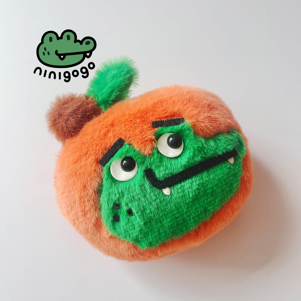 LuLuFun Studio Orange Crocodile Plush Charm – Handmade Fleece Toy