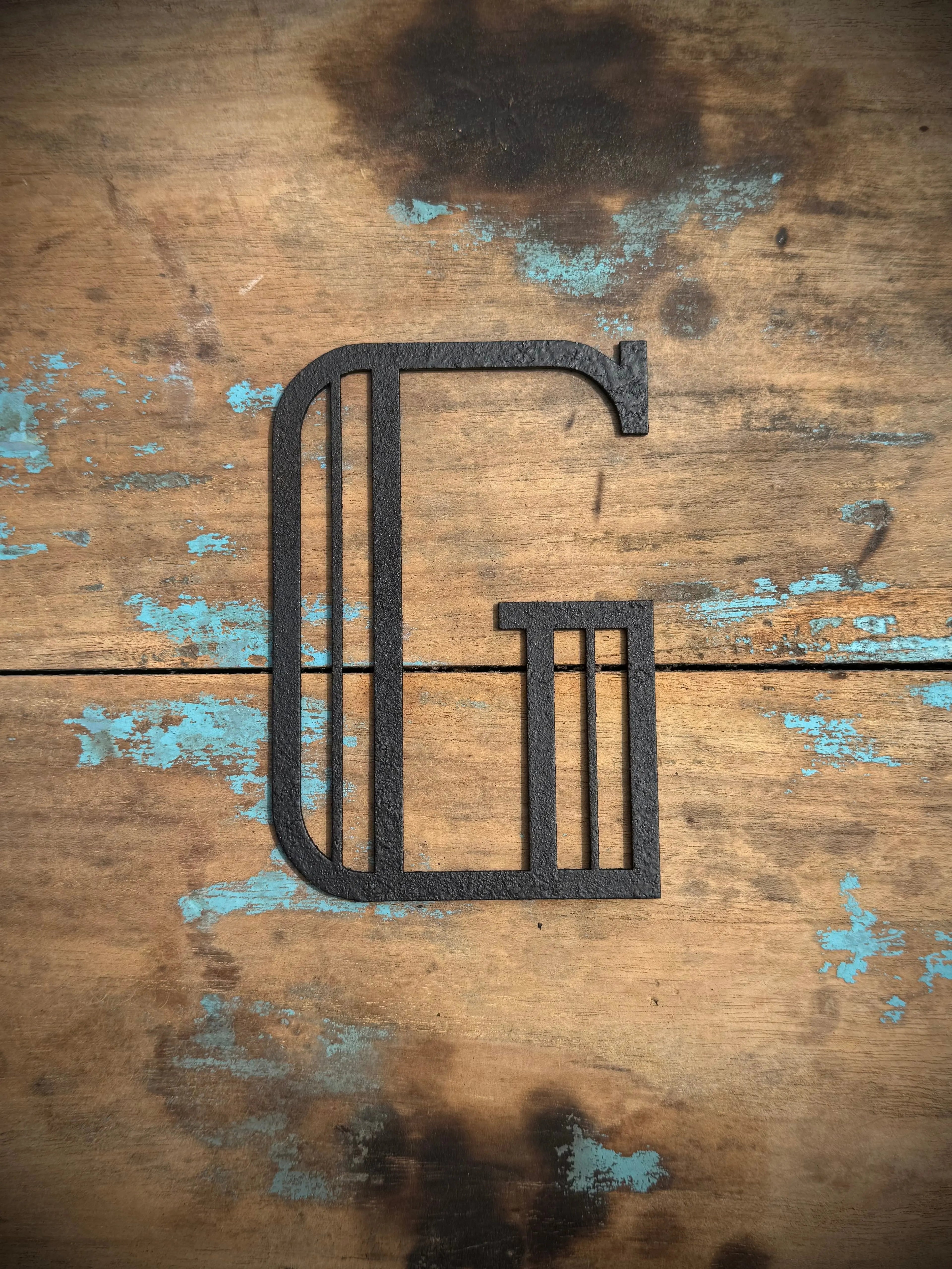 Art Deco Metal Letters & Numbers | Distressed Black Steel Wall Decor