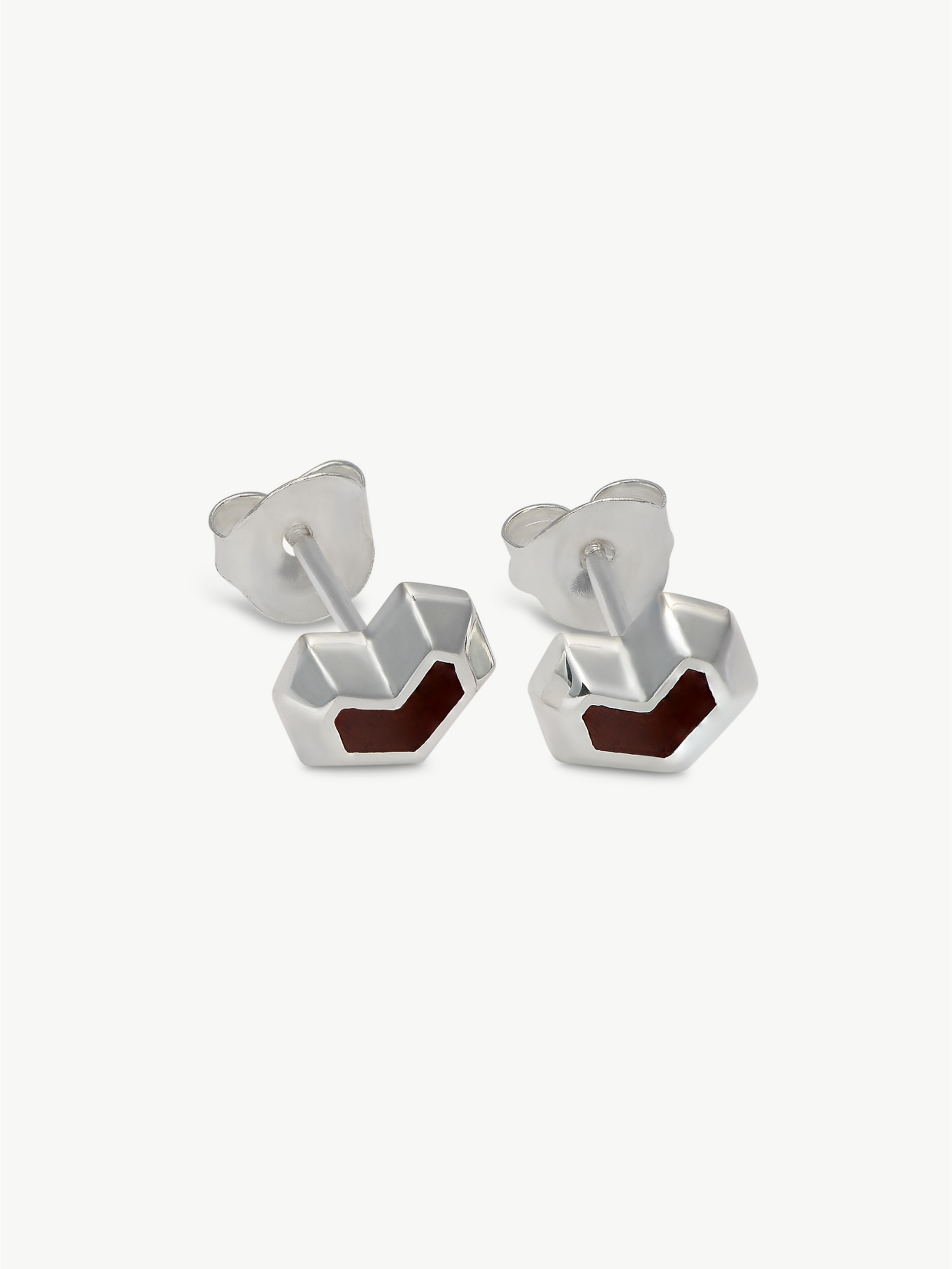 No More Nobody Daryl Red Tiger Eye Stud Earrings in Sterling Silver