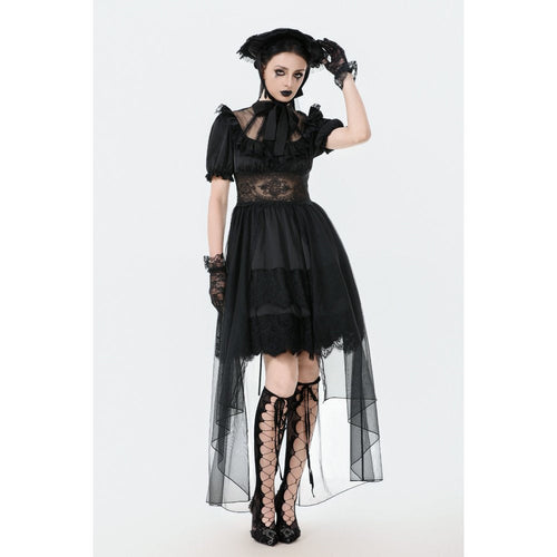 Dark in Love Ebon Rose Goth Dress – Black High-Low Mesh & Lace Gown