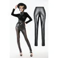 Dark in Love Serpentine Mesh Panel Leggings – Black Faux Leather