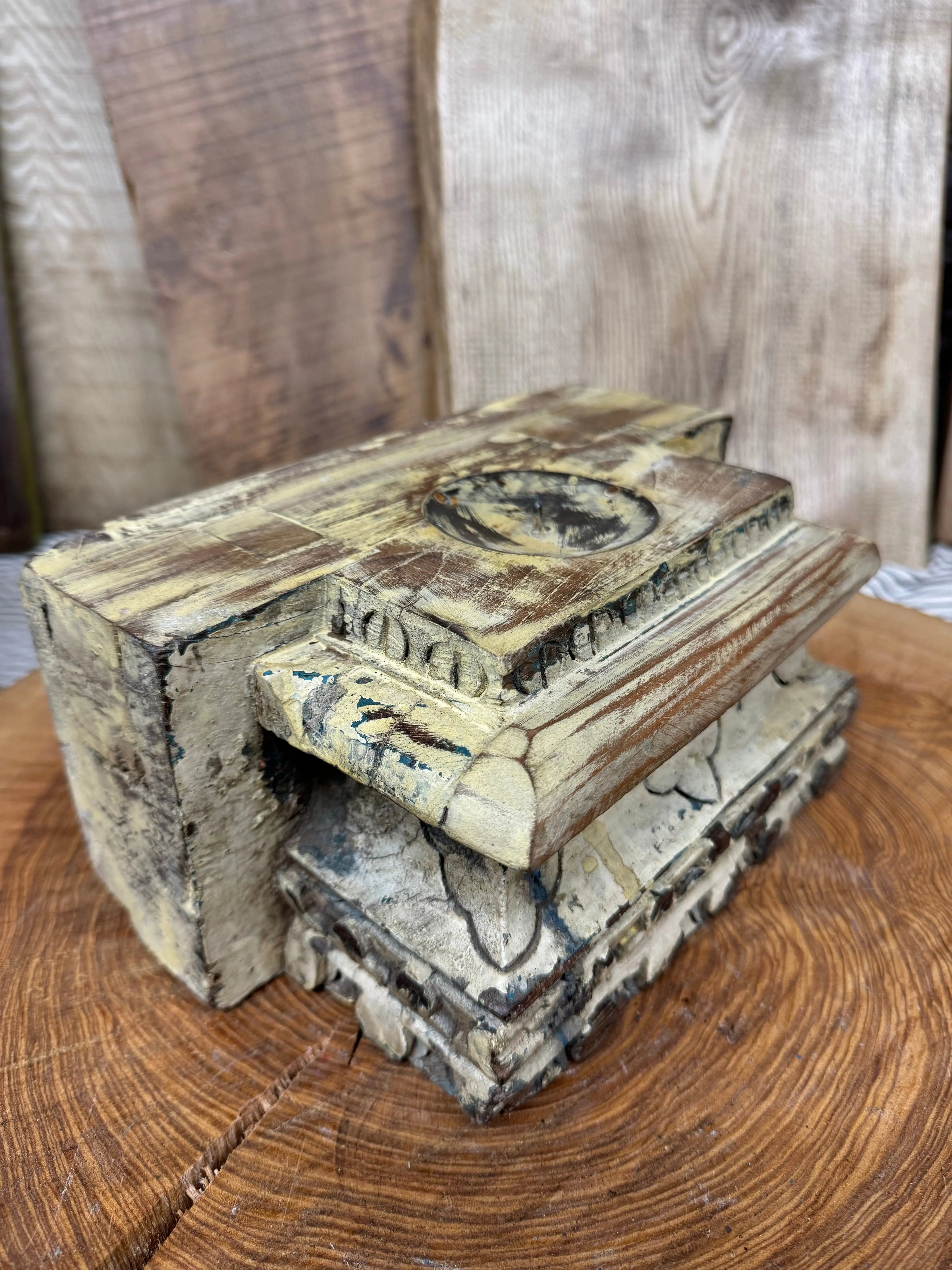 Indian Pillar Candle Holder – Rustic Reclaimed Wood Farmhouse Decor