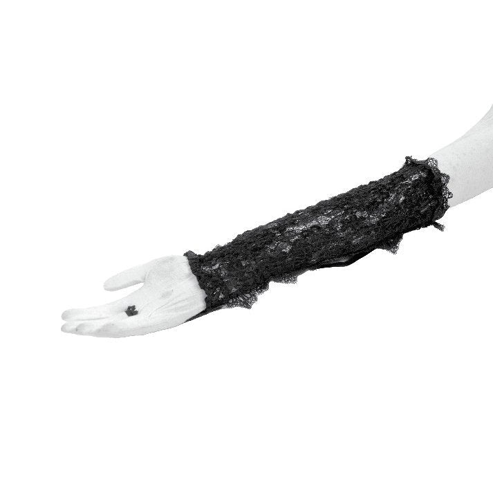 Dark in Love Erzebeth Gothic Arm Warmers – Black Lace-Up Gloves