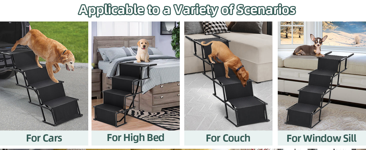 Fellie Foldable Dog Ramp – Adjustable Non-Slip Pet Steps for Cars, 176lbs