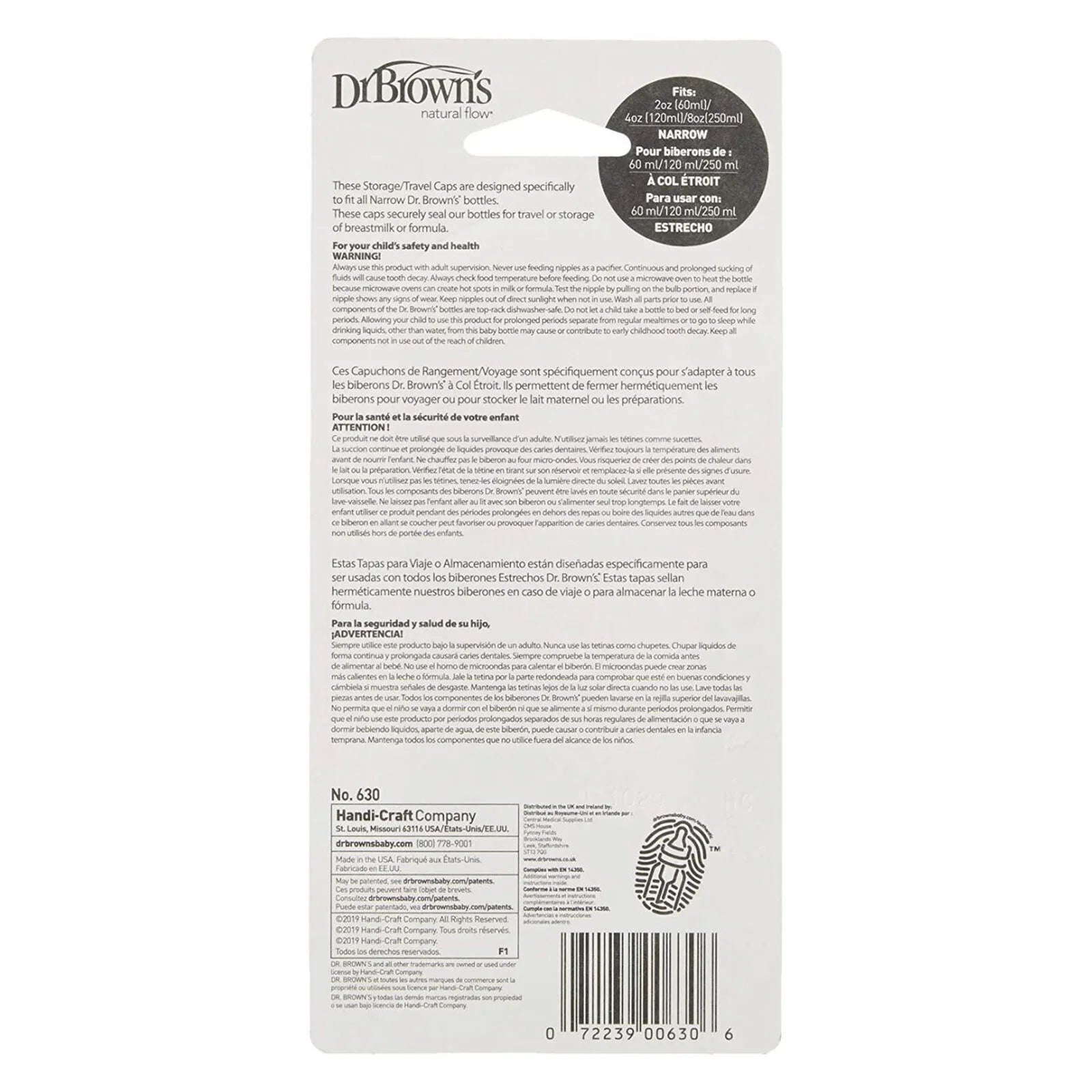 Dr. Brown's Travel Caps Narrow Neck 3 pcs