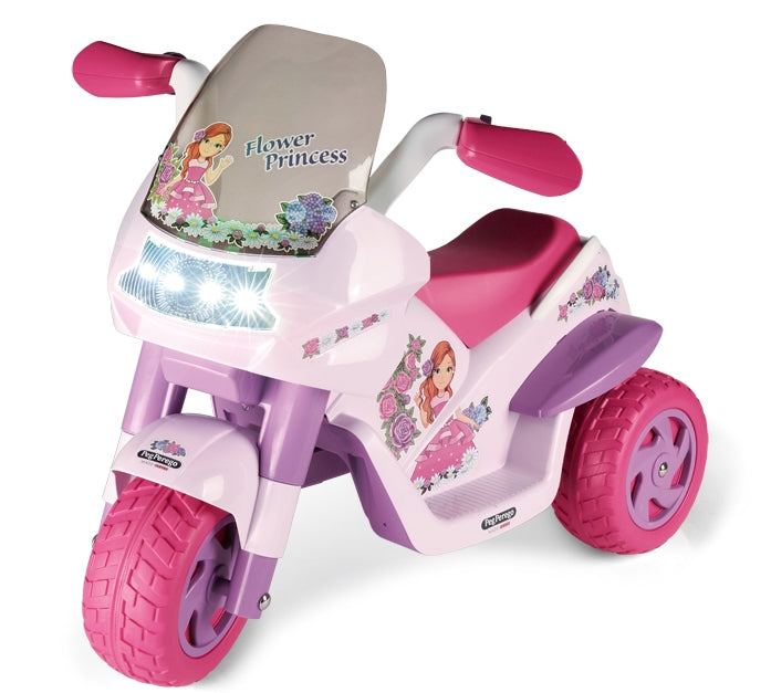 Peg Perego Flower Princess 6V Electric Ride-On Motorcycle with Lights & Sounds, 2+ Years