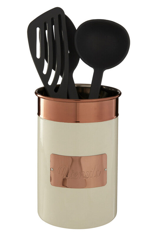 Orsina Prescott Utensil Holder – Cream and Copper Stainless Steel