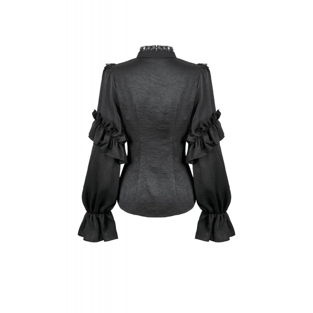 Dark in Love Bellatrix Frill Blouse – Black Victorian Gothic Top