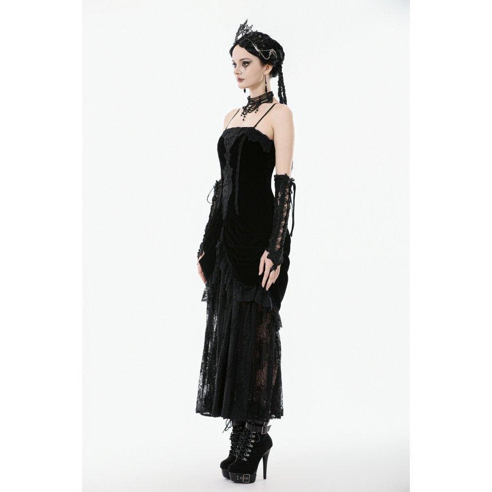 Dark in Love Erzebeth Gothic Arm Warmers – Black Lace-Up Gloves