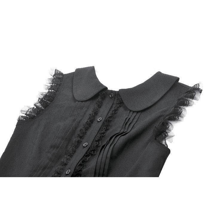 Dark In Love Gwendolyn Goth Mini Dress | Black Lace Panel A-Line
