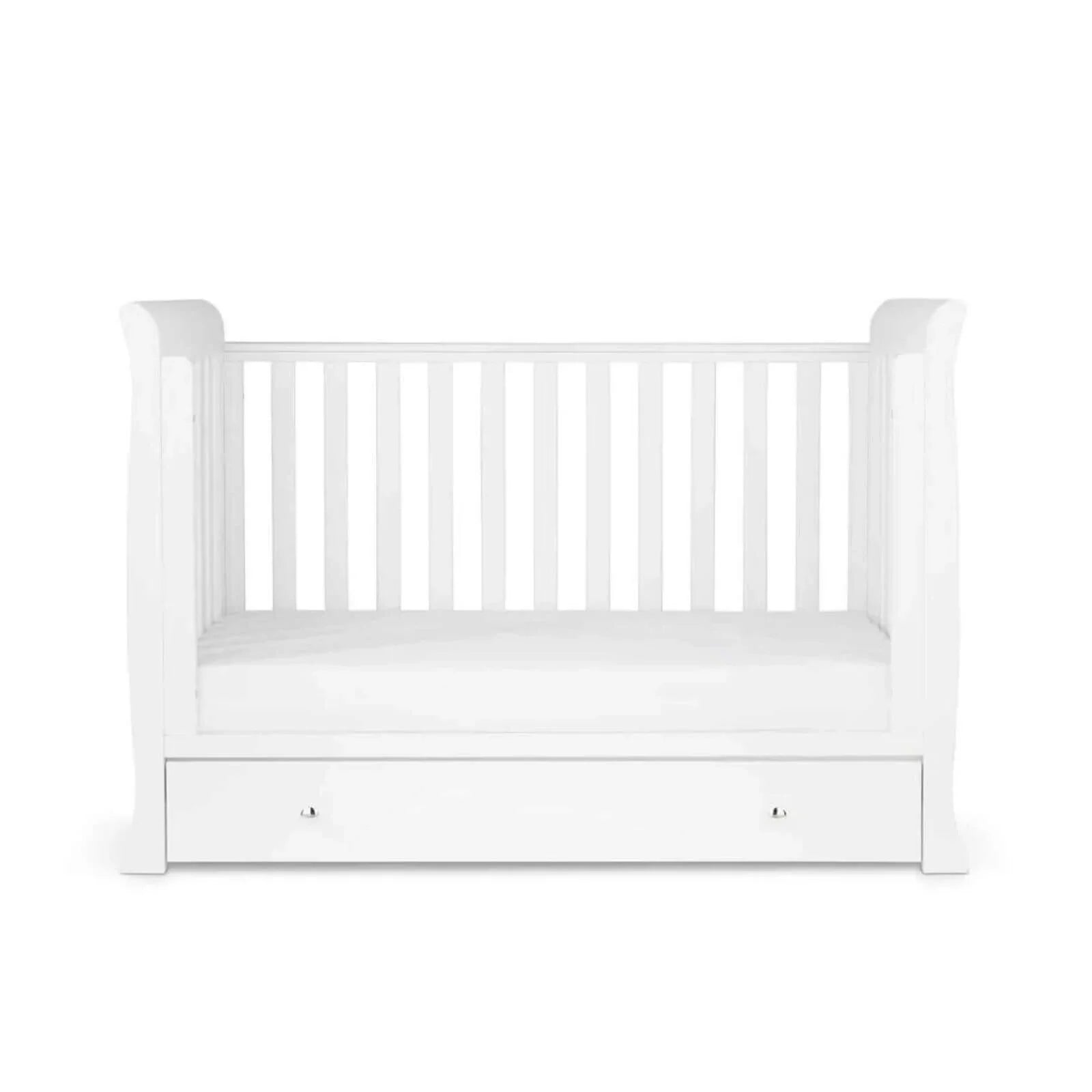 Ickle Bubba Snowdon Mini Cot Bed White - Premium Sprung Mattress