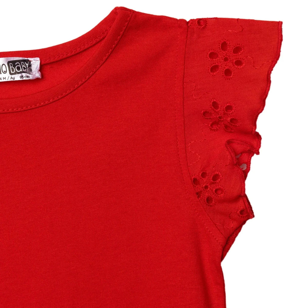 HelloBaby Girls Blouse Berry Belle Crew Neck Short Sleeve - Red