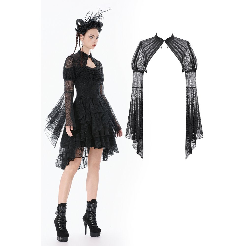 Dark in Love Elara Gothic Black Lace Shoulder Cape – Victorian Style