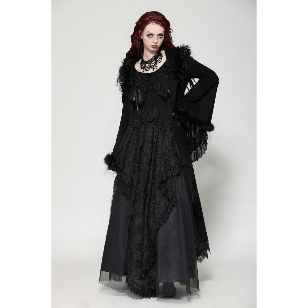 Dark in Love Eira Hooded Coat – Faux Fur and Lace Trim Winter Jacket