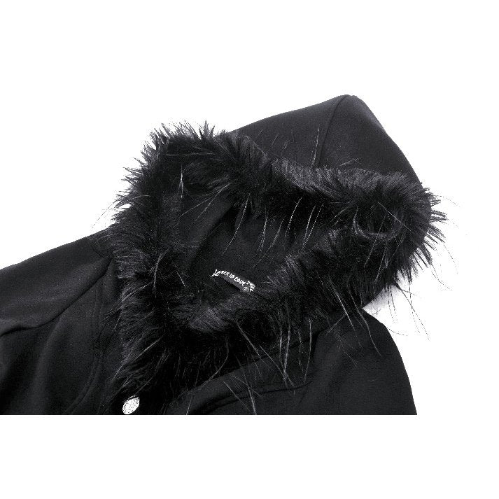 Dark in Love Eira Hooded Coat – Faux Fur and Lace Trim Winter Jacket