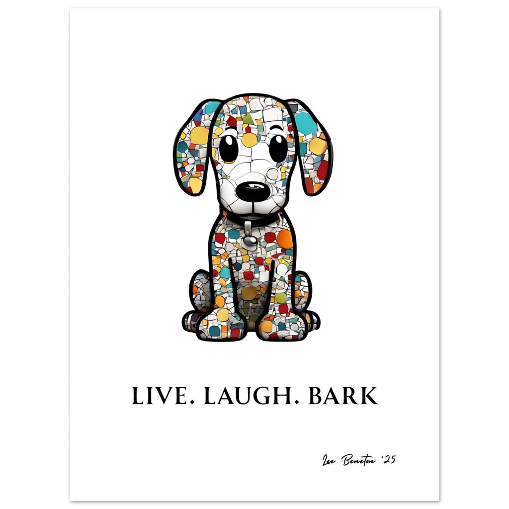 Live Laugh Bark Dog Wall Art – Colourful Mosaic Puppy Print, Funny Pet Quote Poster, Gift for Dog Lovers