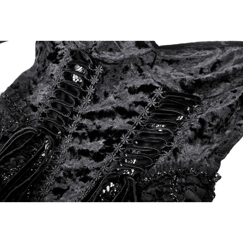 Dark in Love Seraphina Black Velvet Lace High-Low Gothic Dress
