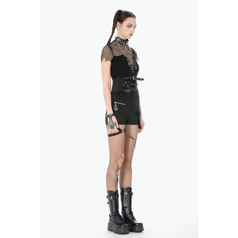 Dark in Love Catriona Gothic Black Corset Waist Belt with Buckles