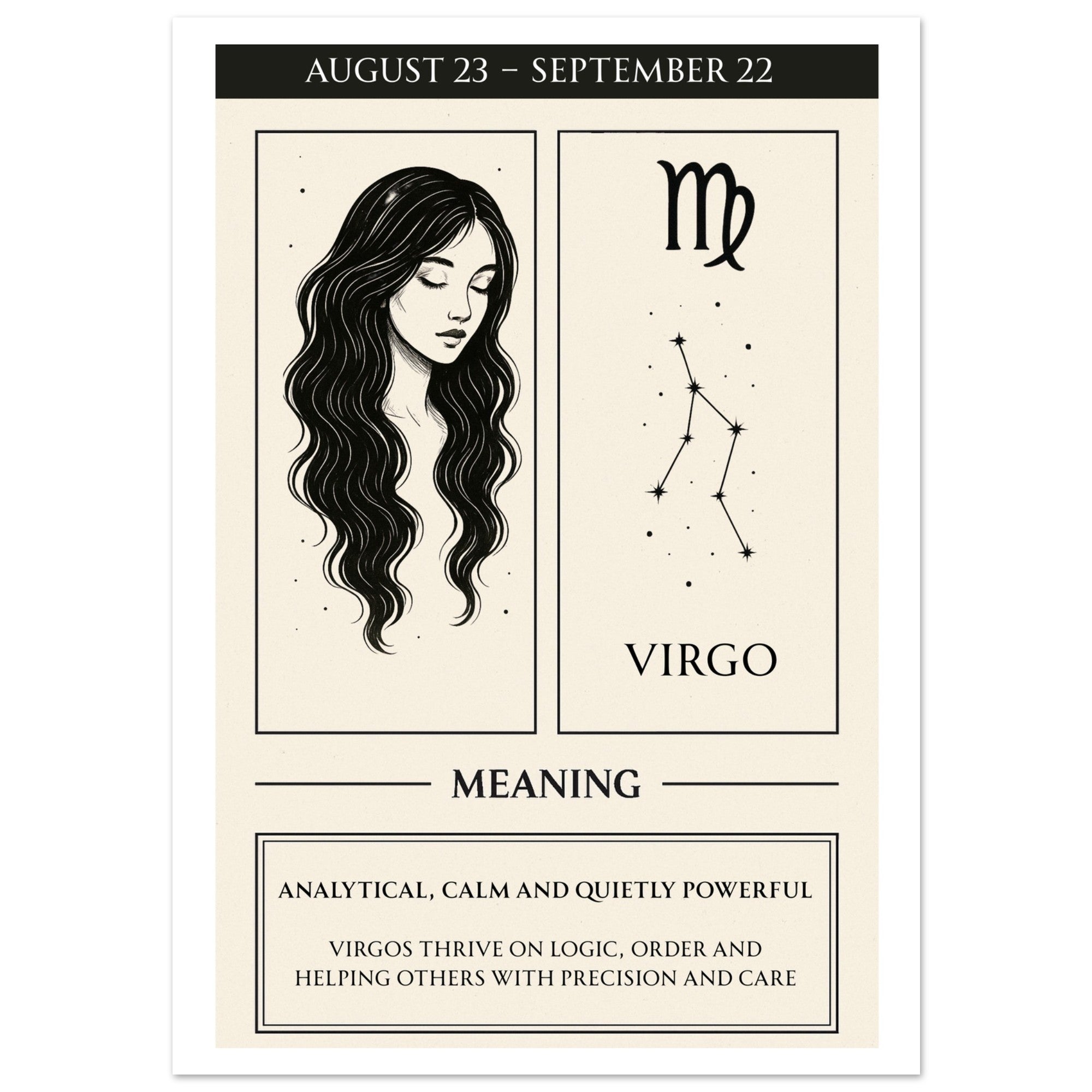 Virgo Zodiac Poster – Meaningful Art Print with Zodiac Imagery – Perfect Gift for Astrology Lovers (Physical Print)