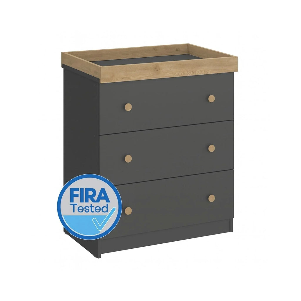 Shefa Kids 888 Changing Dresser - Graphite/Cremona Oak