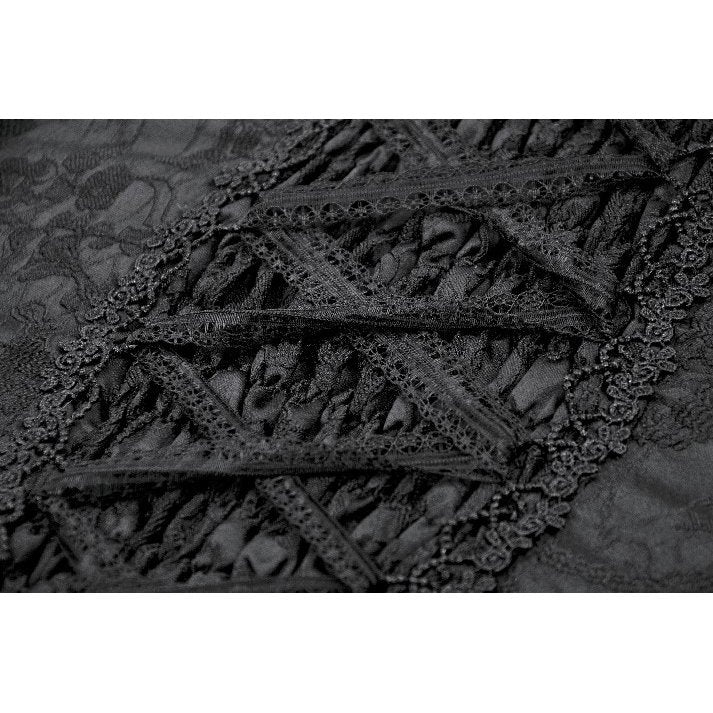 Dark in Love Selene Black Floral Jacquard Ruffled Corset Top