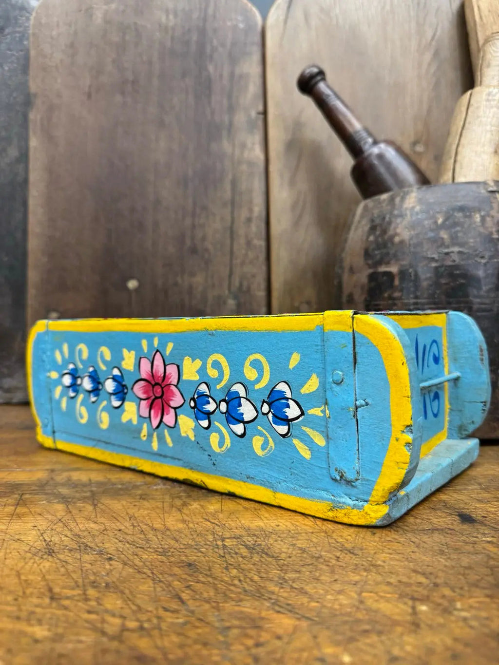 Rustic Warehouse Norfolk | Vintage Blue Wooden Brick Mould Planter