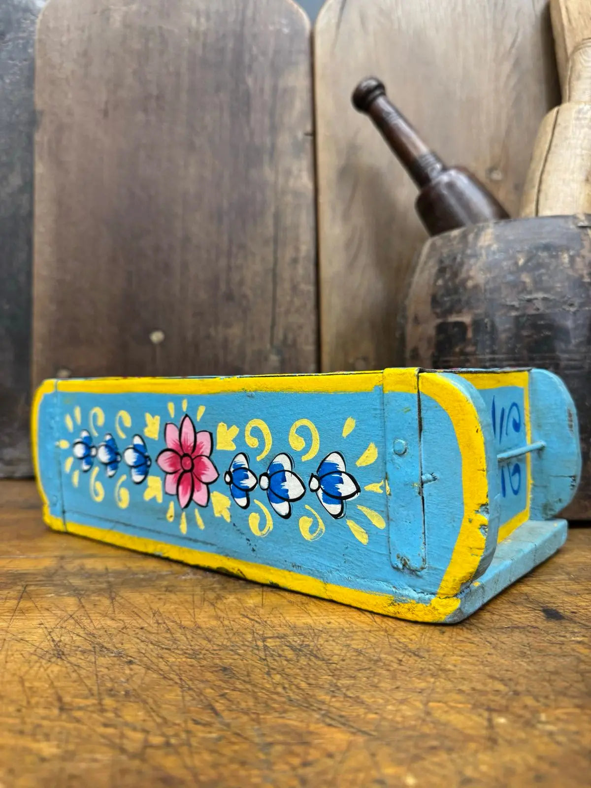Rustic Warehouse Norfolk | Vintage Blue Wooden Brick Mould Planter