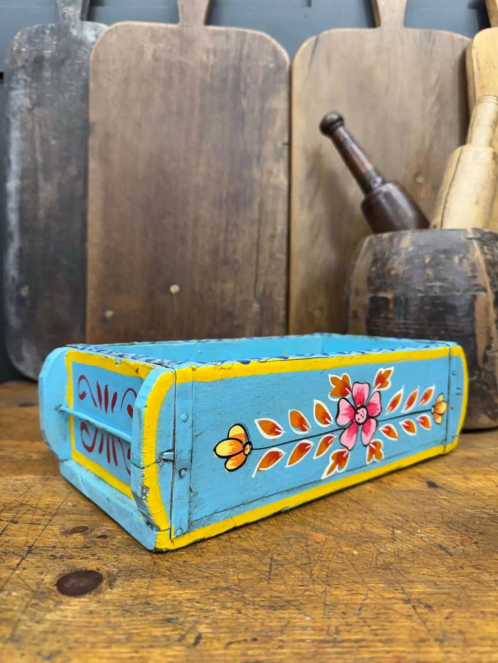 Rustic Warehouse Norfolk Vintage Blue Wooden Brick Mould Planter