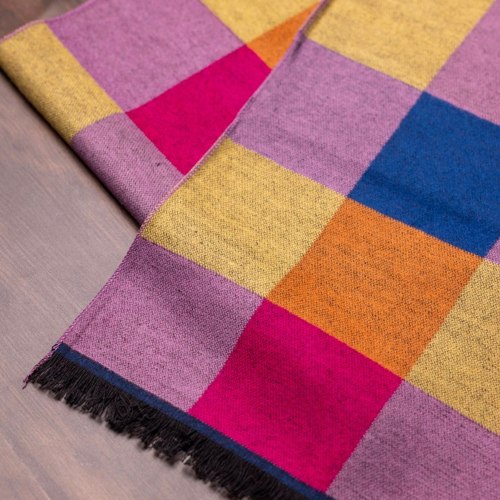 Swole Panda Multicolour Bright Check Bamboo Scarf – Sustainable Fashion