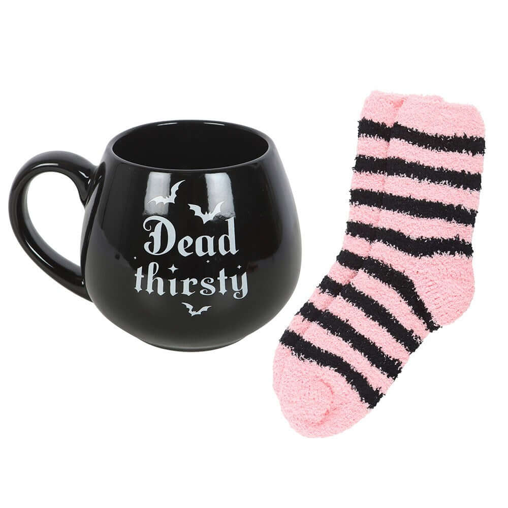Kate's Clothing Dead Thirsty Mug and Socks Set – Pink Gothic Ceramic