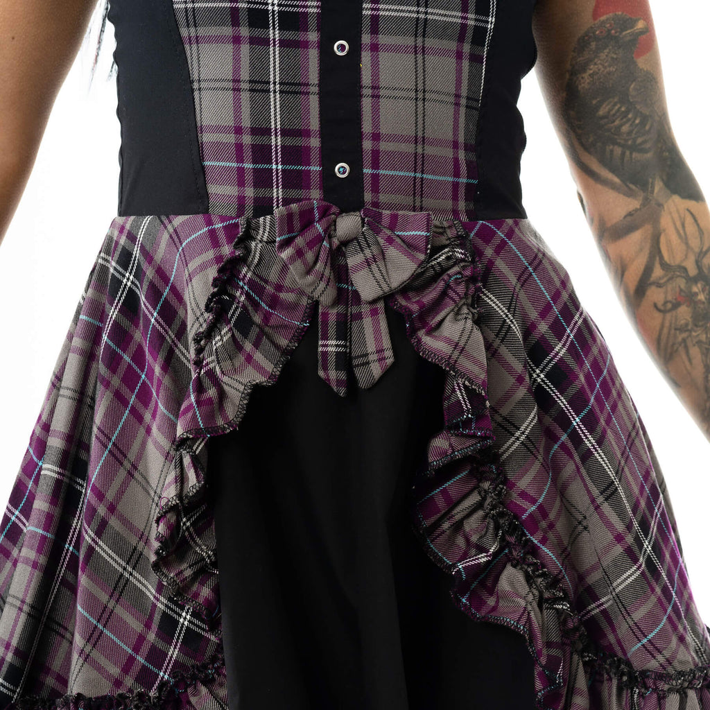 Heartless Tempest Ladies Dress – Purple Plaid Punk Style by Kate's Clothing
