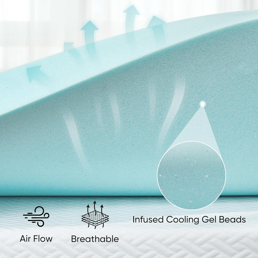 Hawthyhome 3 Inch Double Memory Foam Mattress Topper | Cooling Gel