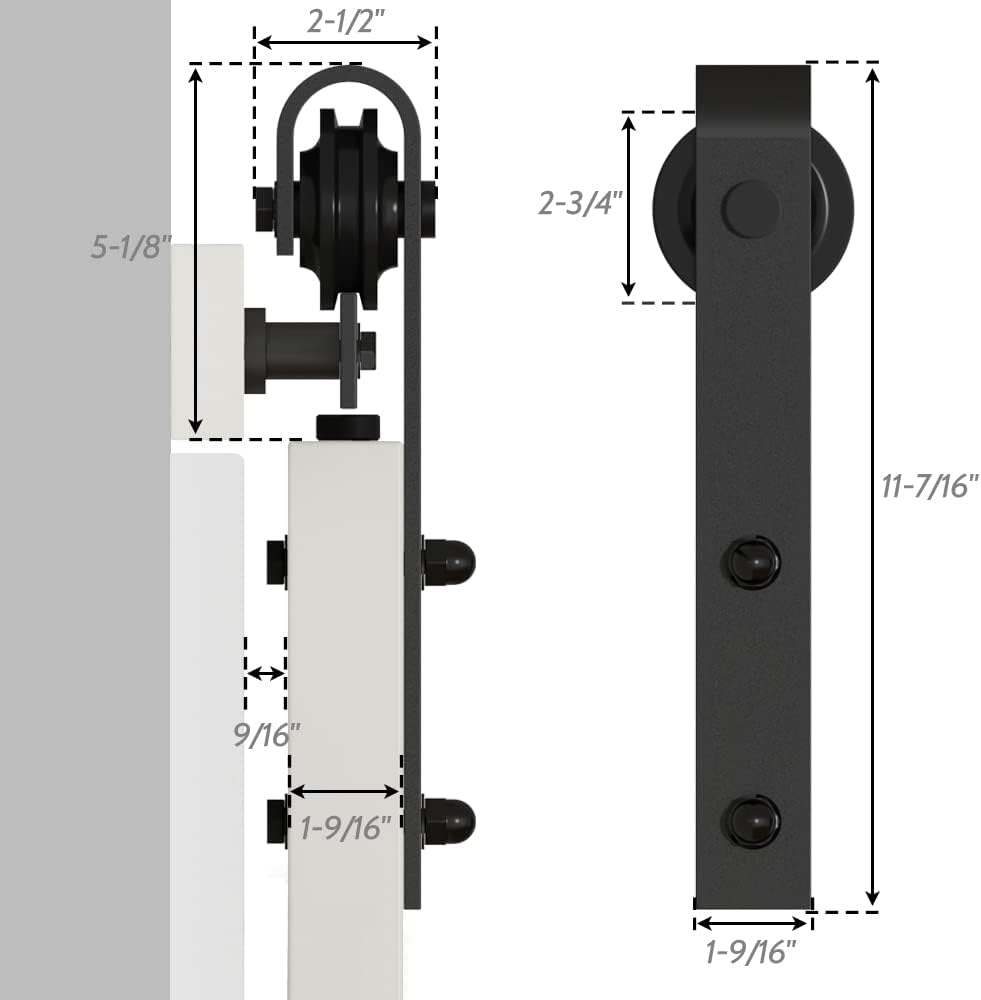 SANKEYTEW 8FT Heavy Duty Sliding Barn Door Kit | Black Carbon Steel