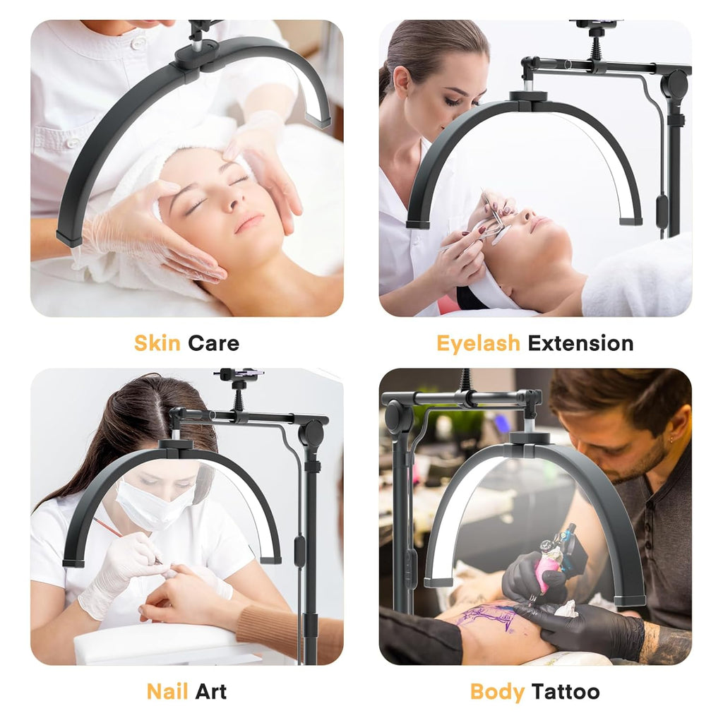 Lmaqfum 2-in-1 Half-Moon Lash Light - Foldable Floor & Desk Lamp