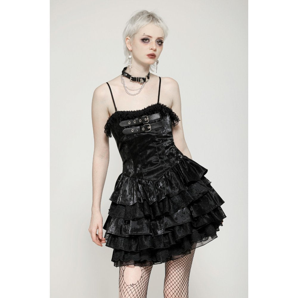 Dark in Love Harriet Punk Shiny PU Leather Layered Corset Dress
