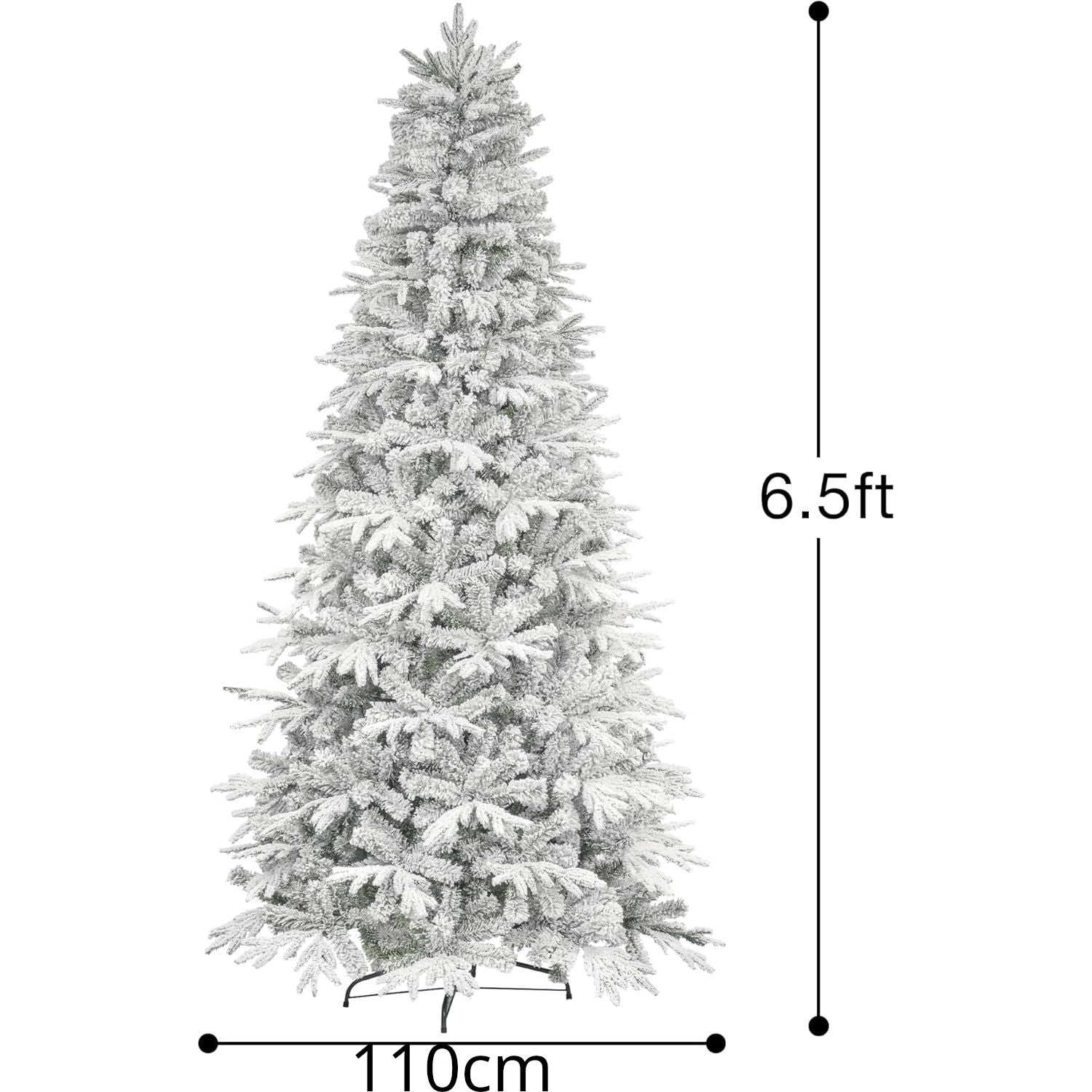KI Store 6.5ft Snow Flocked Artificial Christmas Tree | Unlit Pine