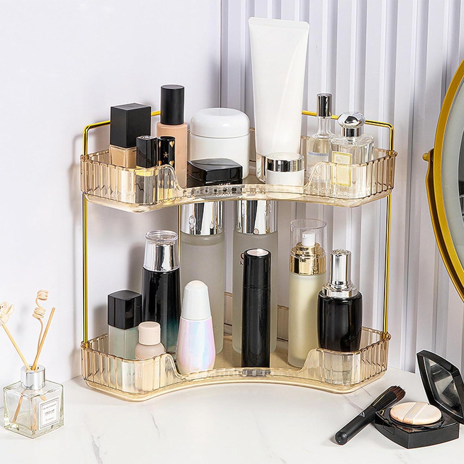 Massive Discounts 2-Layer Gold Makeup Organizer and Perfume Storage