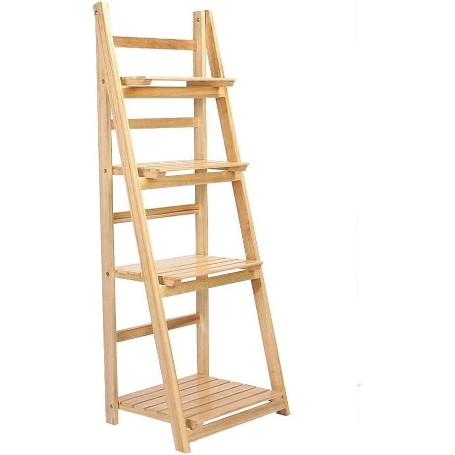 Massive Discounts 4-Tier Wooden Ladder Plant Stand - Foldable Flower Shelf