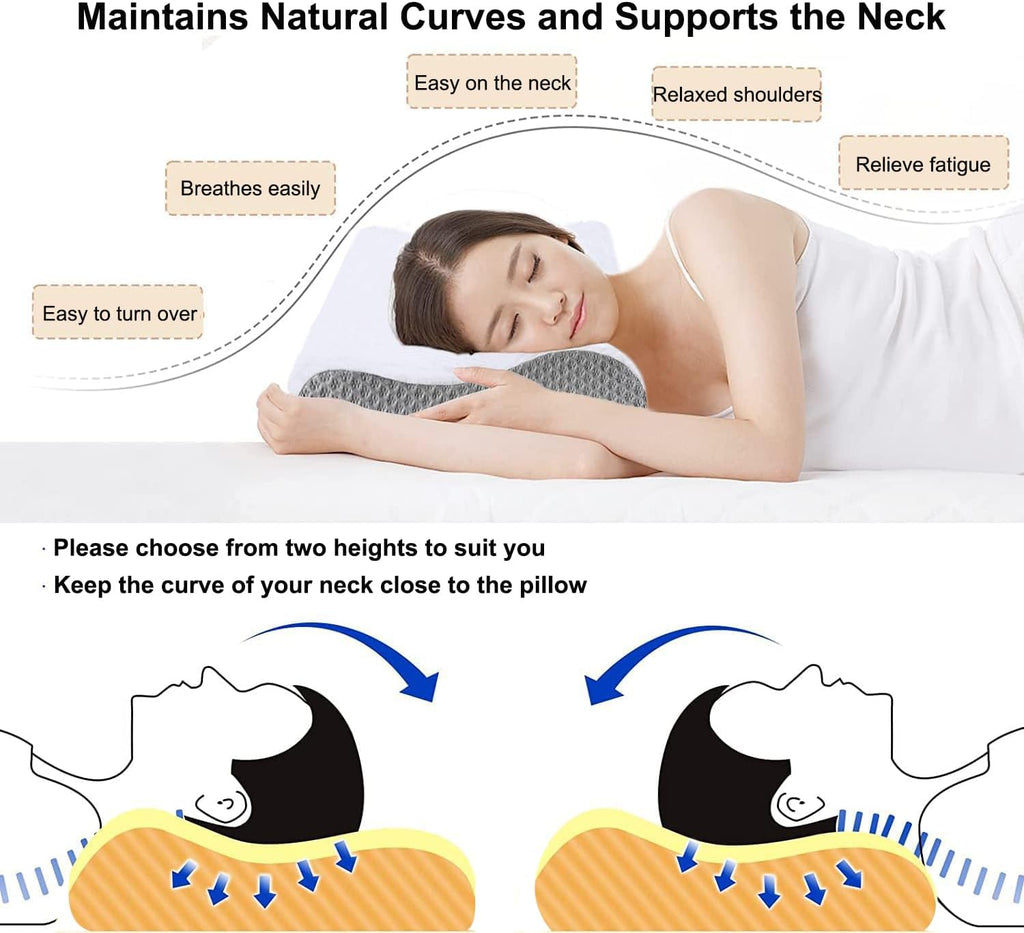 Ecosafeter Memory Foam Neck Pillow – Ergonomic Cervical Support