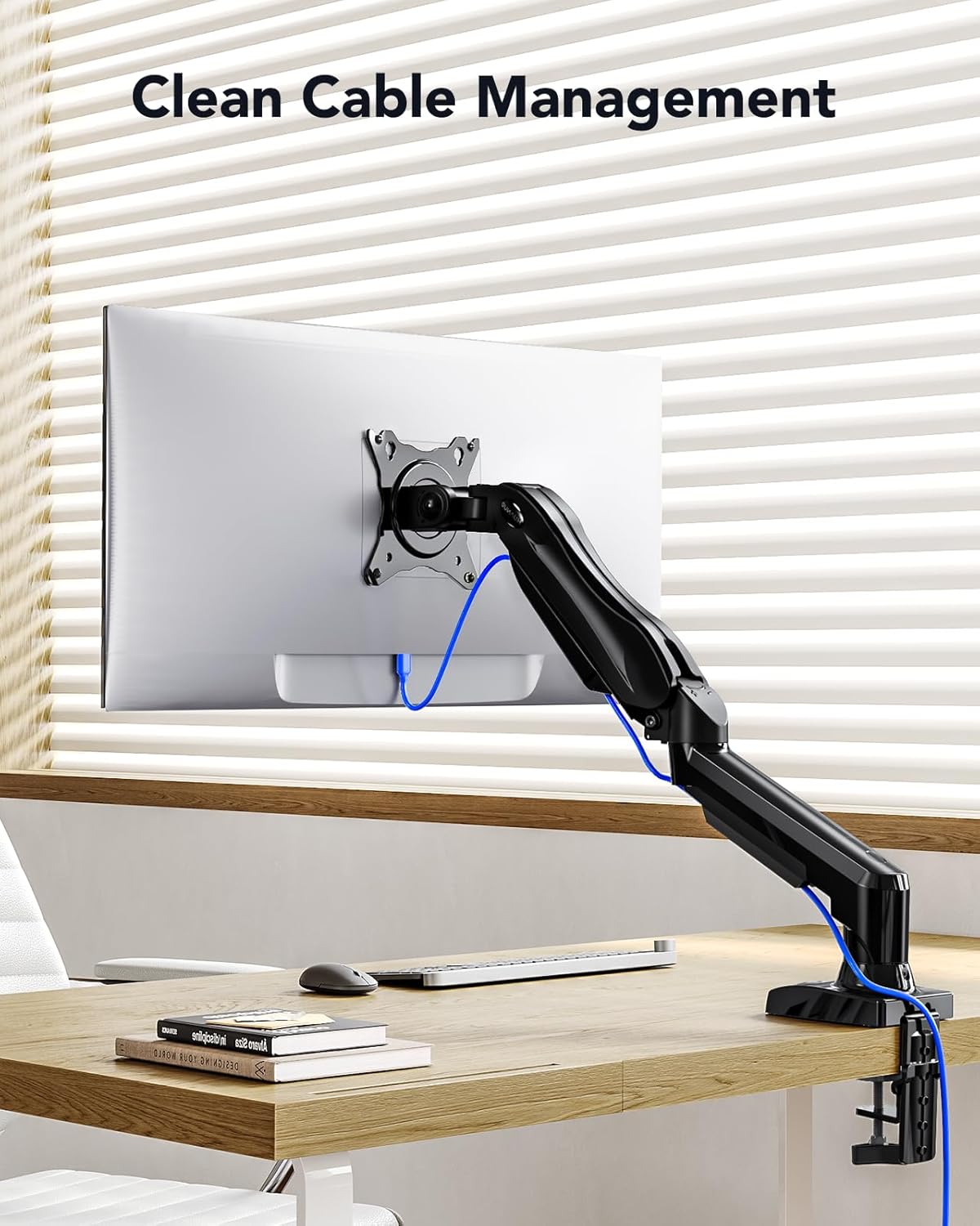 HUANUO Single Monitor Arm – Adjustable Desk Mount for 13-32 Inch Screens
