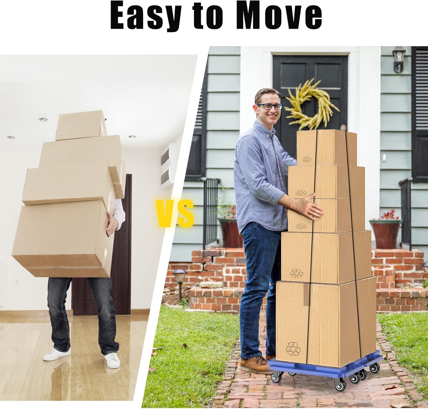 SOLEJAZZ Connectable Mobile Dolly | 440lbs Heavy Duty Moving Trolley 2-Pack